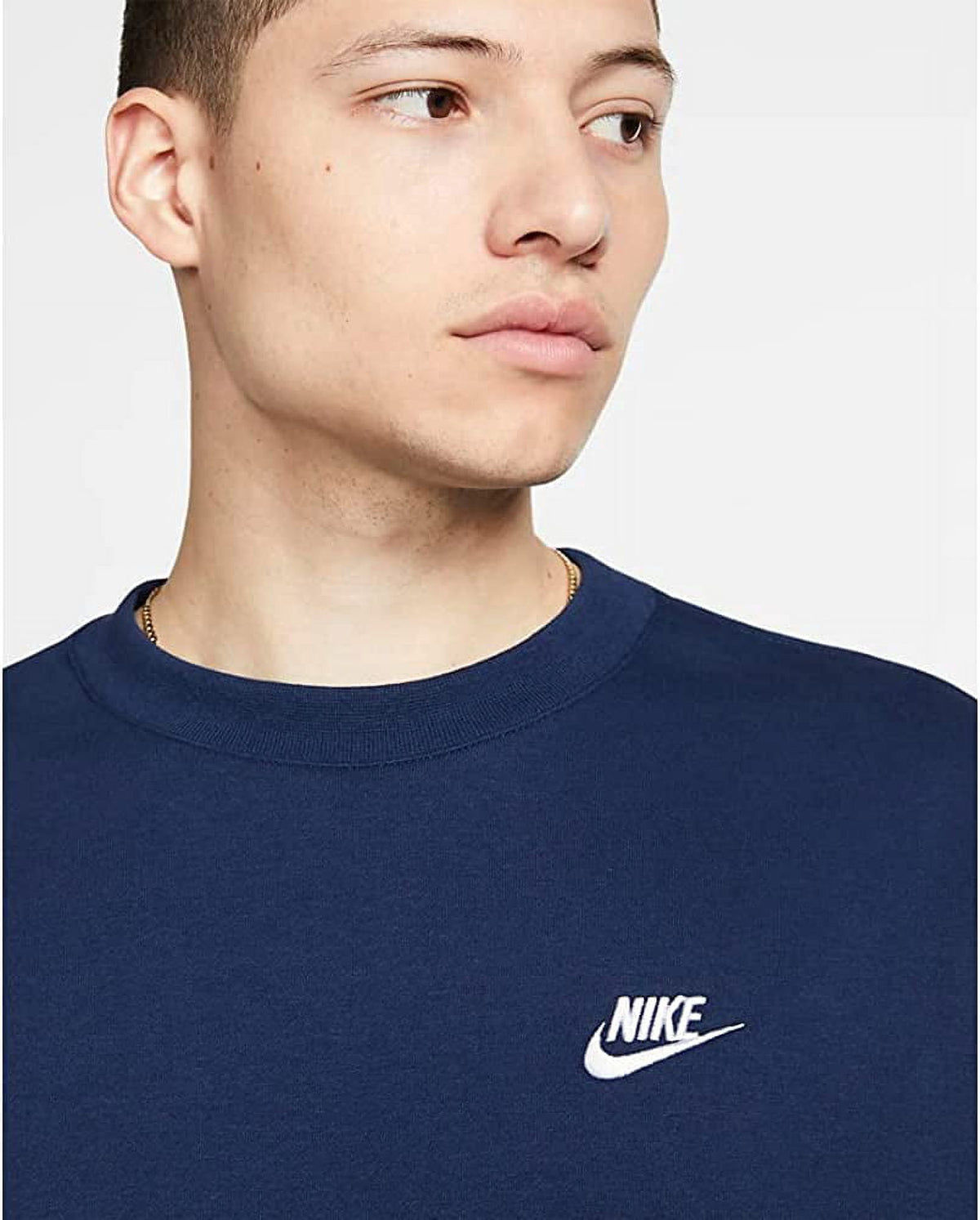 Nike Sportswear Club Fleece Men's Crew Color: Midnight Navy/White Size: S