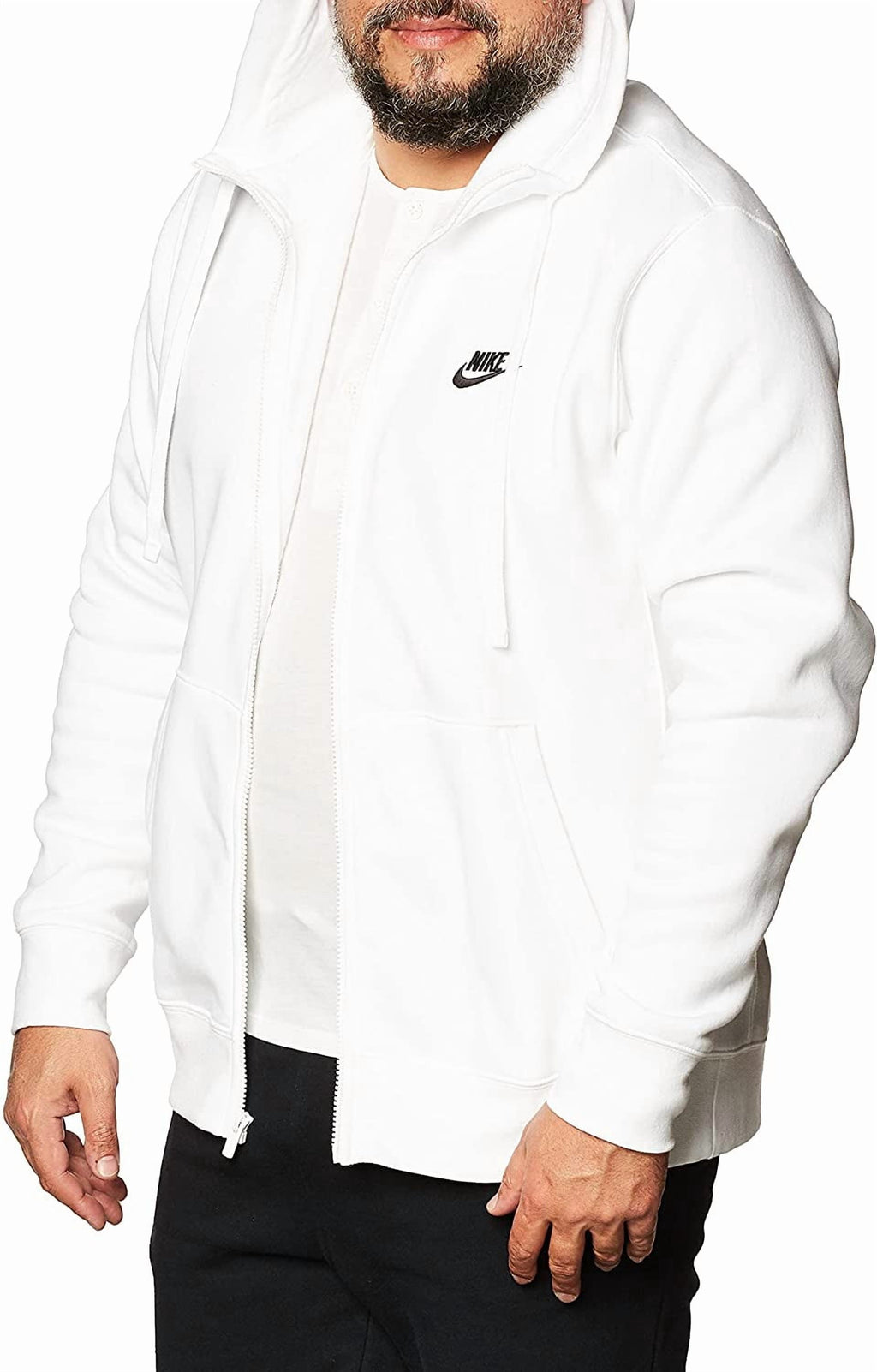 Nike Sportswear Club Fleece Men's Full-Zip Hoodie Color: White/White/Black Size: M