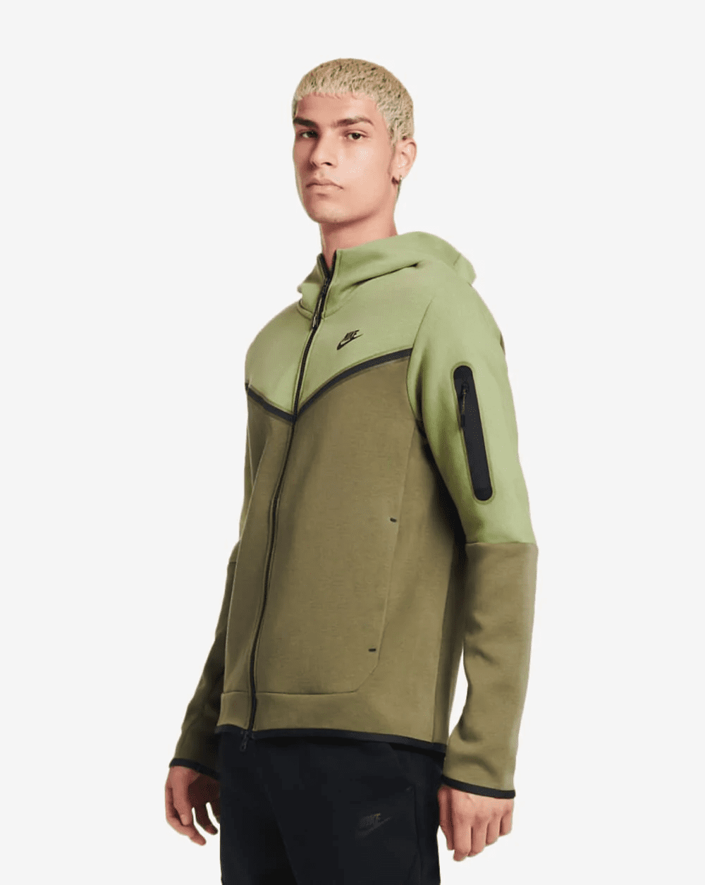 Nike Sportswear Alligator/Medium Olive/Black Tech Fleece Full-Zip Hoodie (CU4489 334) - S