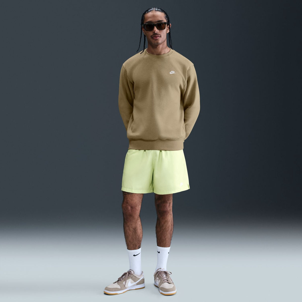 Men's Nike Club Brushed Fleece Crewneck Sweatshirt Color: Stadium Green Size: M