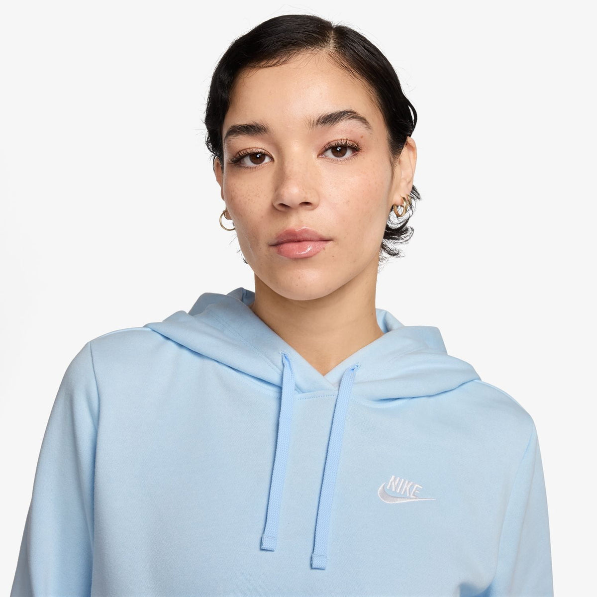 Nike Sportswear Club Fleece Women's Pullover Hoodie Color: Medium Soft Pink/White Size: L (12–14)