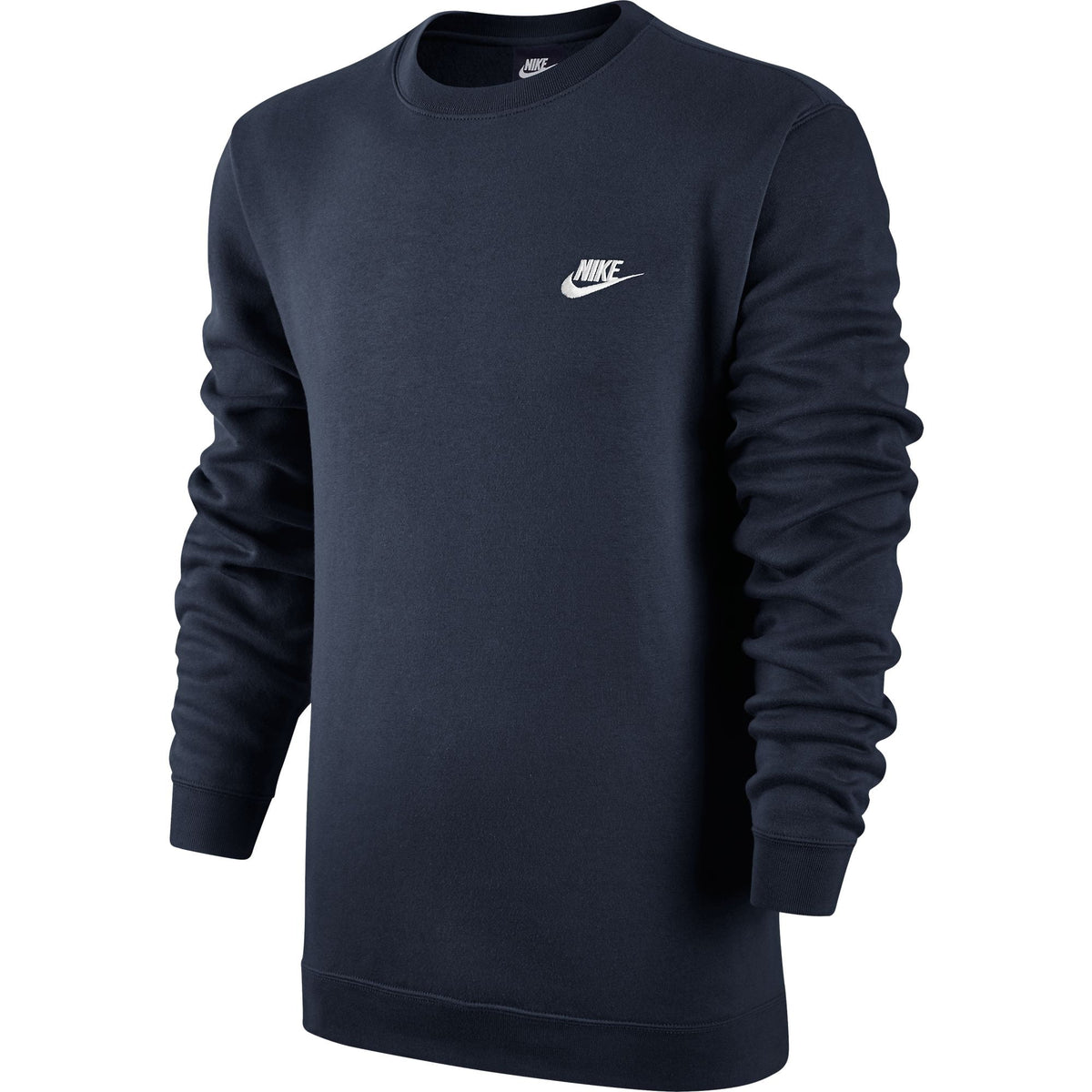 Nike Men's Sweatshirt Long Sleeve Fleece Embroidered Logo Club Crewneck Pullover Navy M