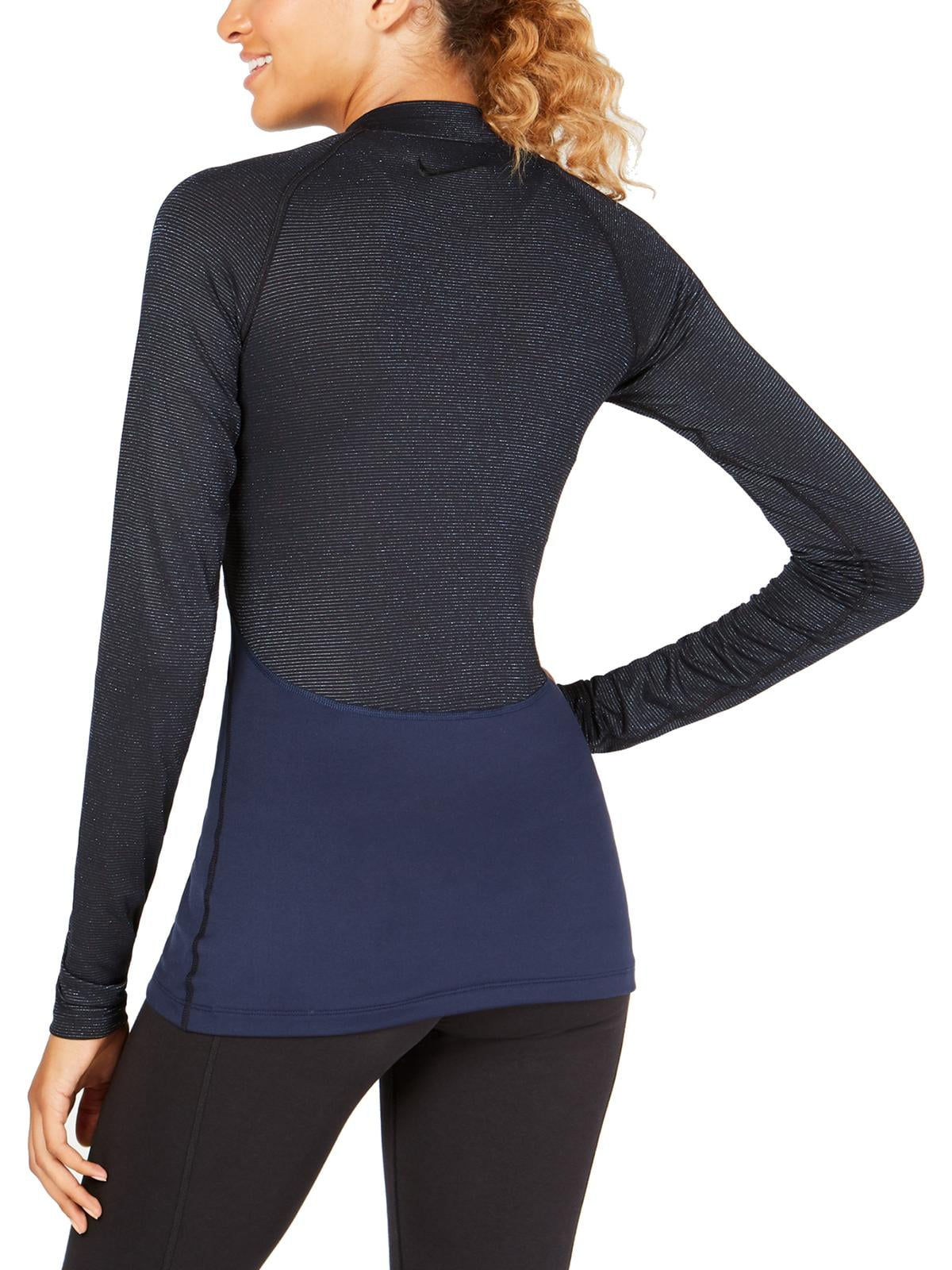 Nike Womens Mock Neck Slim Fit Pullover Top Navy M
