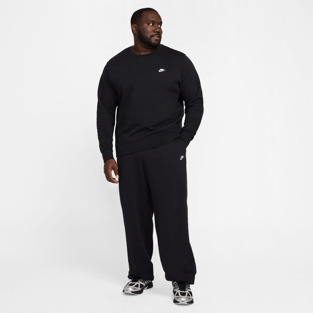 Men's Nike Club Fleece Crew Color: White Black Size: XXL
