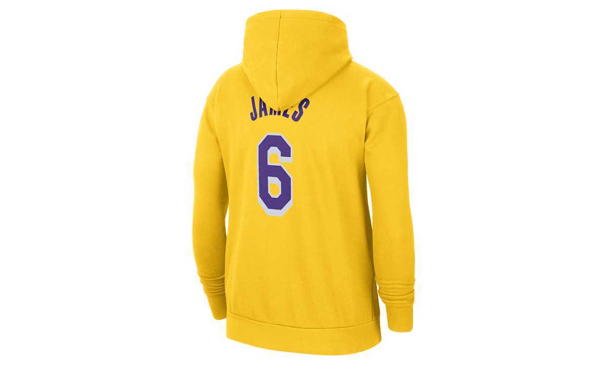 NIKE MENS NBA LA LAKERS LEBRON JAMES #6 FLEECE HOODIE "Yellow" DB1181 728 DB1181 728 from Stadium Goods