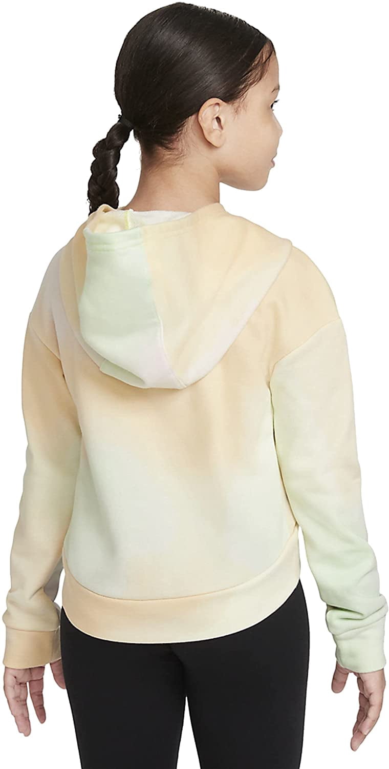 Nike Girls Sportswear French Terry Pullover Hoodie Large Light Lemon Twist/Black