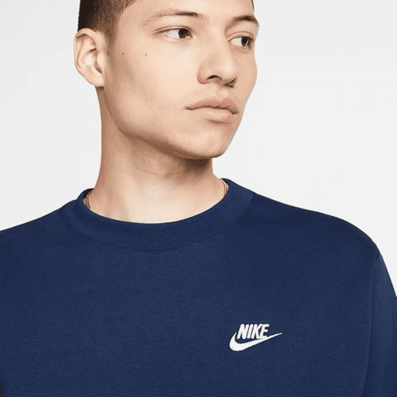 Nike Sportswear Club Fleece Men's Crew Color: Midnight Navy/White Size: S