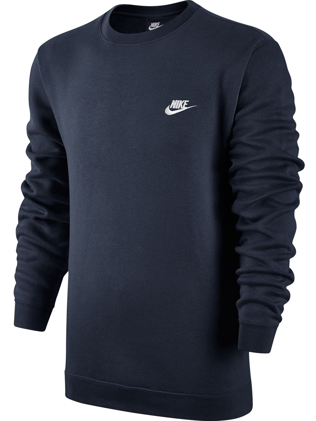 Nike Men's Sweatshirt Long Sleeve Fleece Embroidered Logo Club Crewneck Pullover Navy M