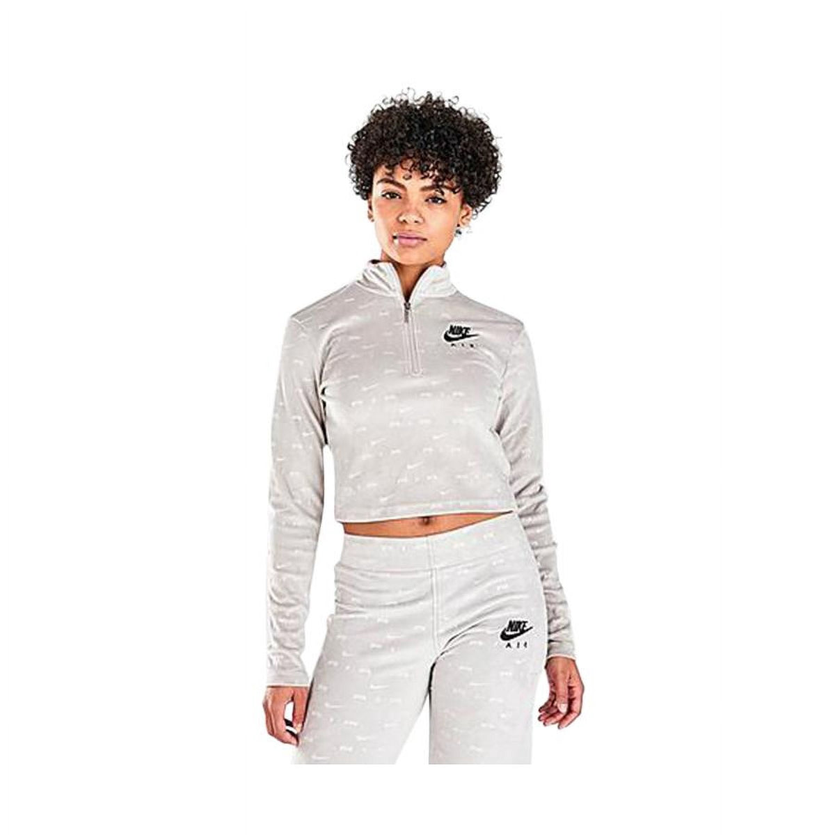 Nike Air Velour Quarter-Zip Long-Sleeve Womens Active Sweaters Size XS, Color: Grey