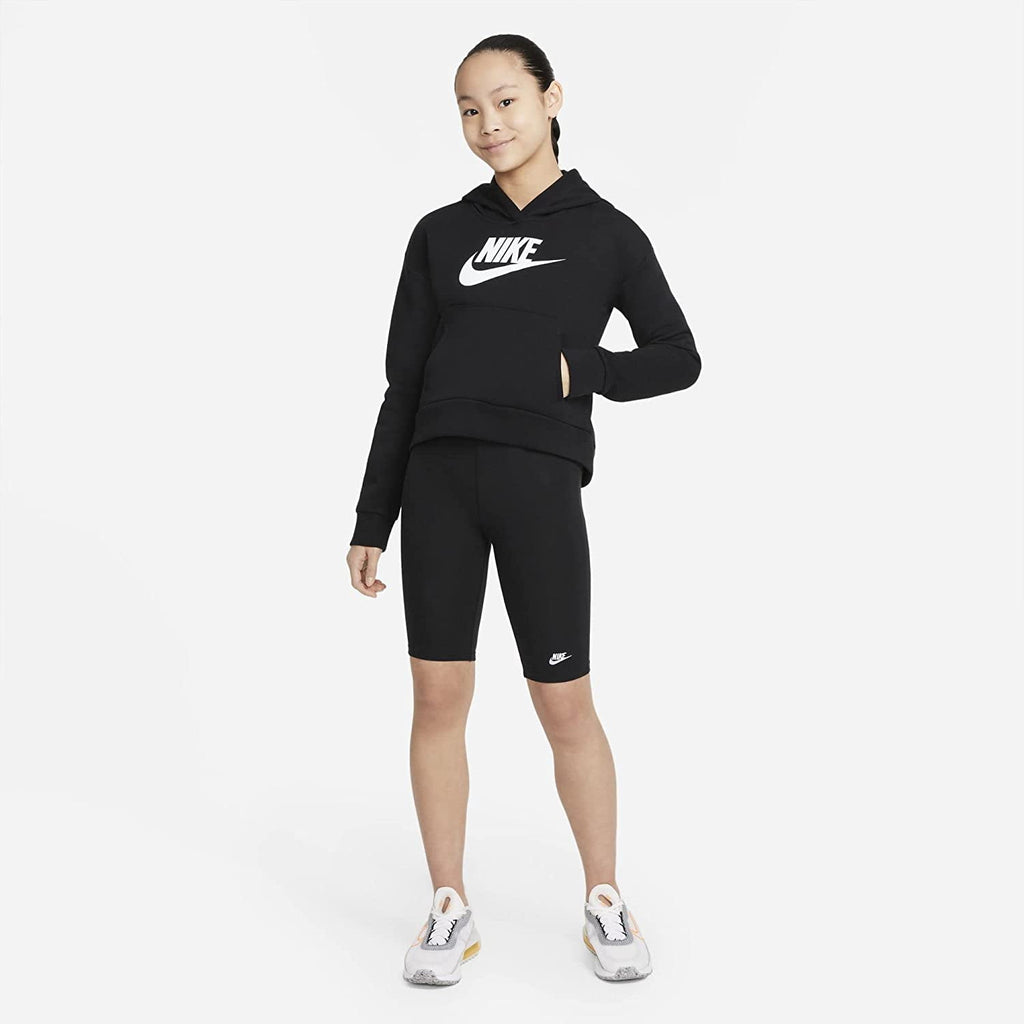 Nike Girls Sportswear Club Fleece Pullover Hoodie Medium Black/White