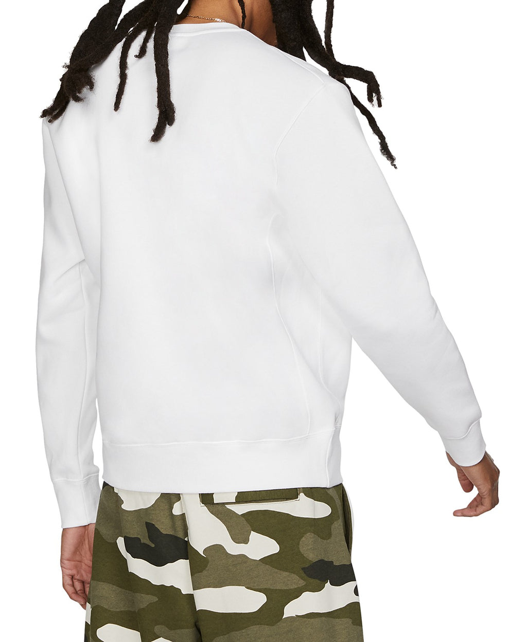 Men's Nike Club Fleece Crew Color: White Black Size: M