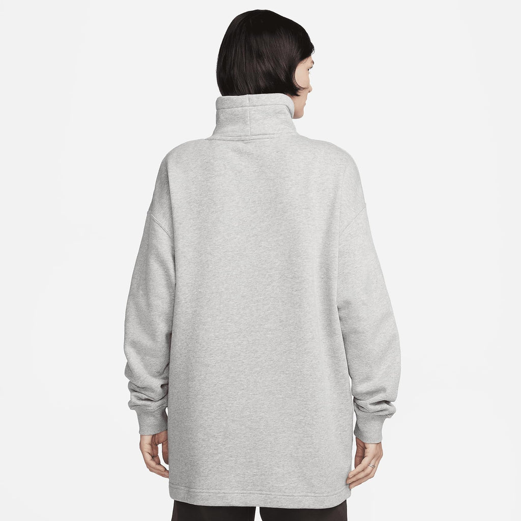 Nike Sportswear Club Fleece Women's Oversized Mock-Neck Sweatshirt Color: Dark Grey Heather/White Size: XL