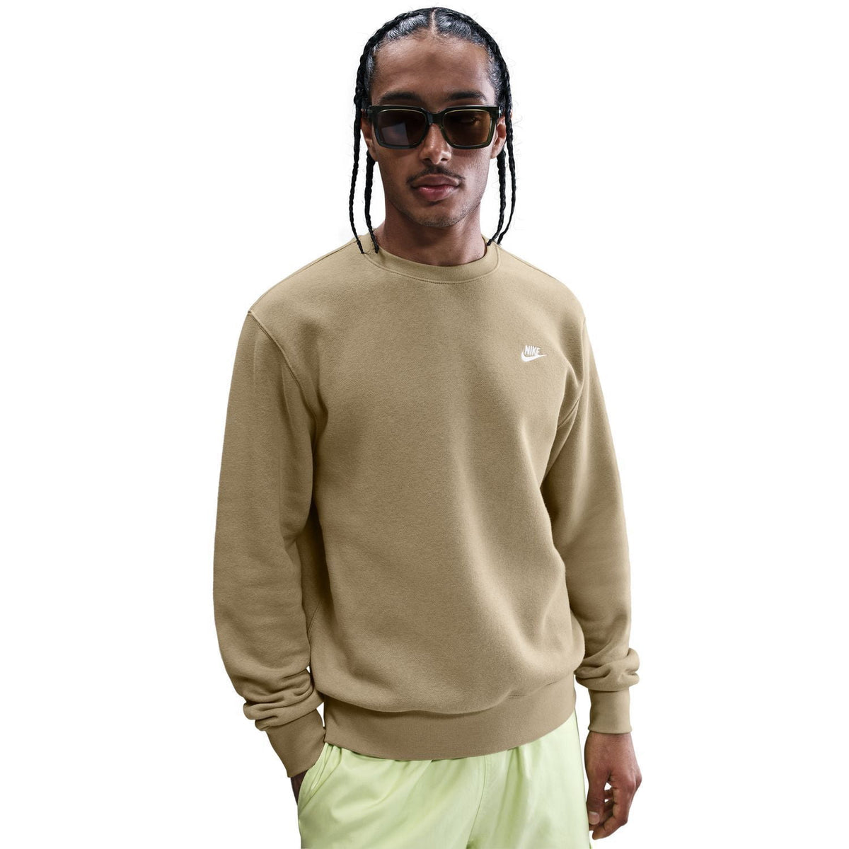 Men's Nike Club Brushed Fleece Crewneck Sweatshirt Color: Stadium Green Size: M
