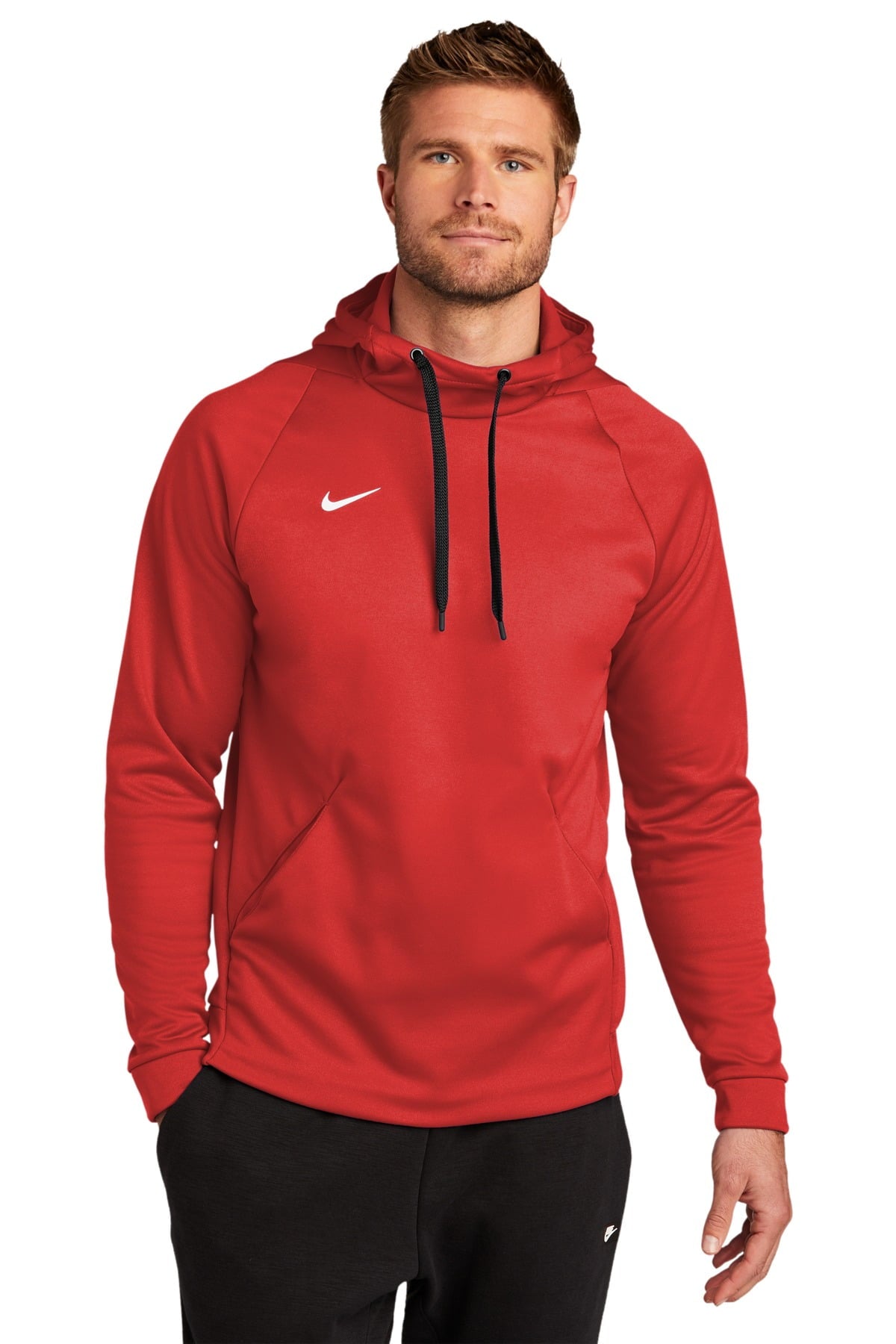 MENS NIKE THERMA PULLOVER HOODIE Red Medium