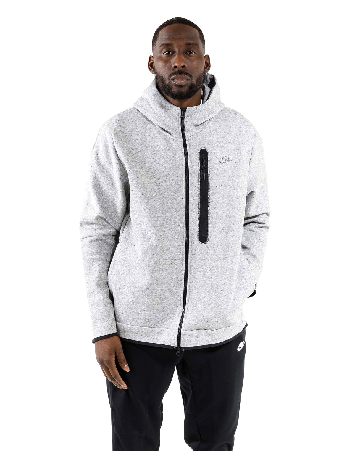 Men's Nike Black/Grey Tech Fleece Full Zip Hoodie - XL