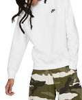 Men's Nike Club Fleece Crew Color: White Black Size: M