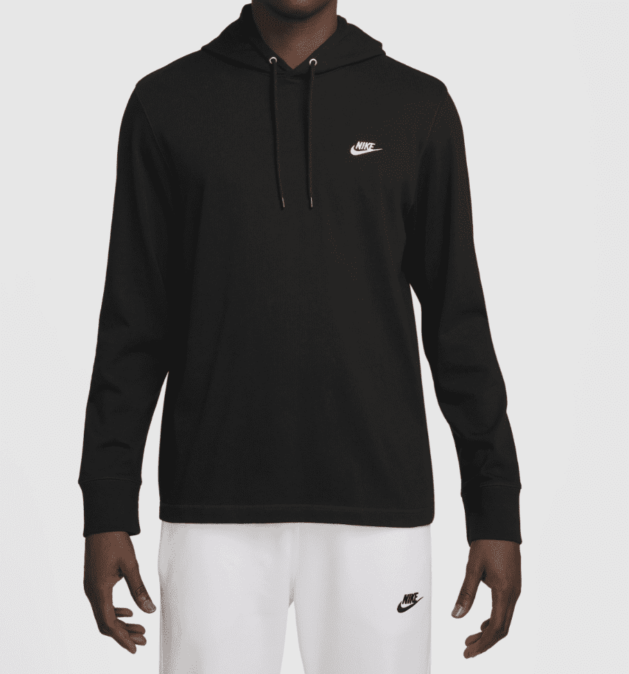 Men's Nike Club Pull-Over Knit Hoodie Black Size: Medium