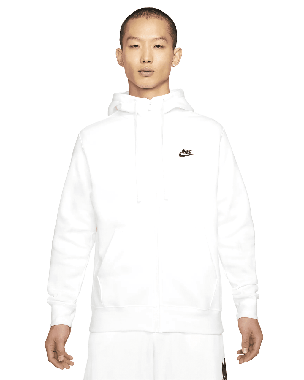 Men's Nike Sportswear White/Black Club Fleece Full-Zip Hoodie (BV2645 100) - XL
