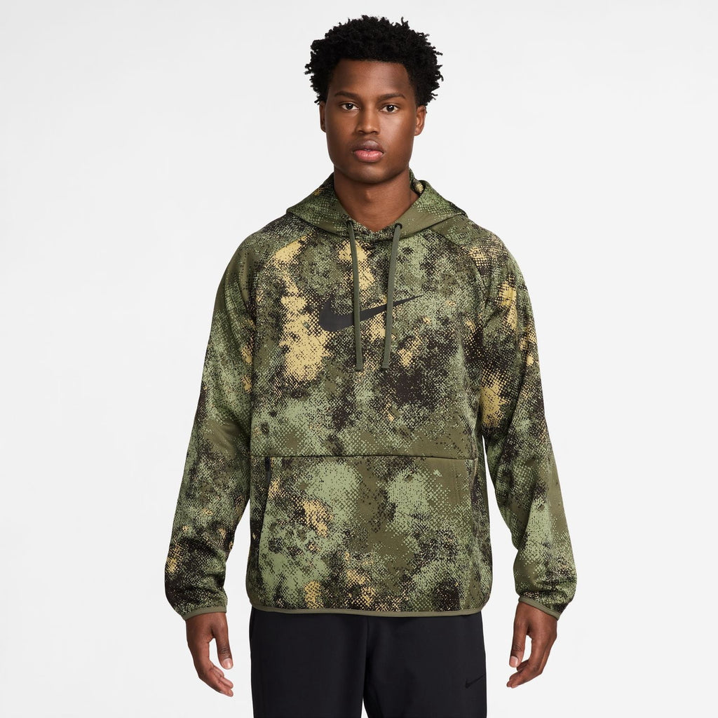 Men's Nike Therma-FIT Camo Versatile Pullover Hoodie Color: Oil Green Size: M