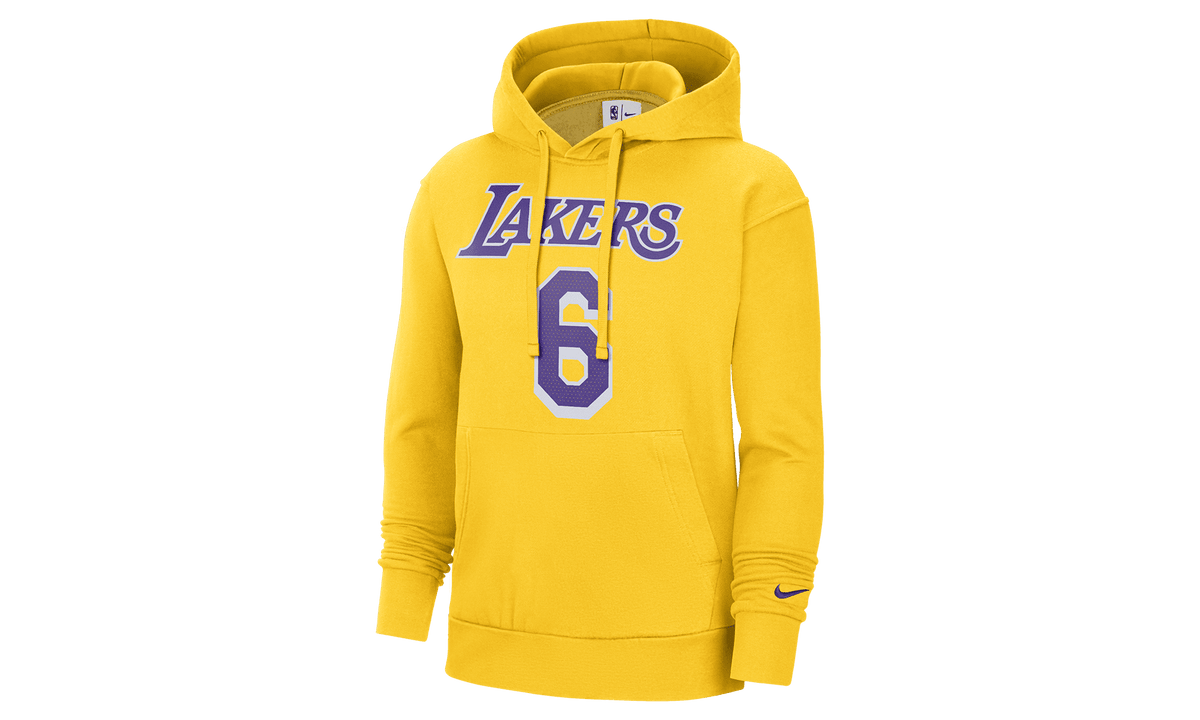 NIKE MENS NBA LA LAKERS LEBRON JAMES #6 FLEECE HOODIE "Yellow" DB1181 728 DB1181 728 from Stadium Goods
