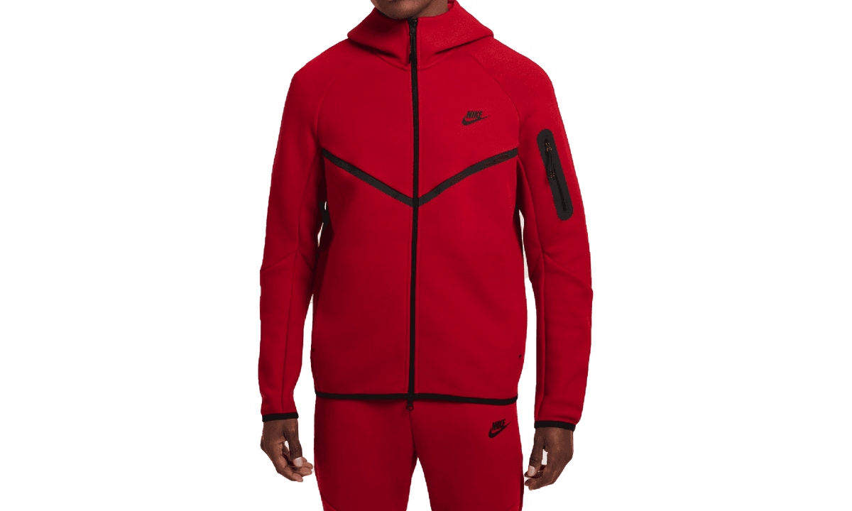 NIKE MENS Sportswear Tech Fleece Windrunner Full-zip Hoodie "GYM RED/BLACK" HV0949 687 from Stadium Goods