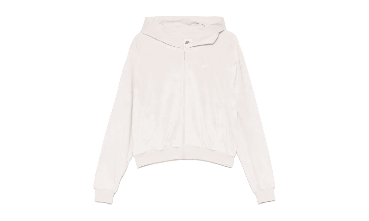 NIKE WOMENS Sportswear Chill Knit Loose Velour Full-zip Hoodie "Light Orewood Brown / Sail" HJ0954 104 from Stadium Goods