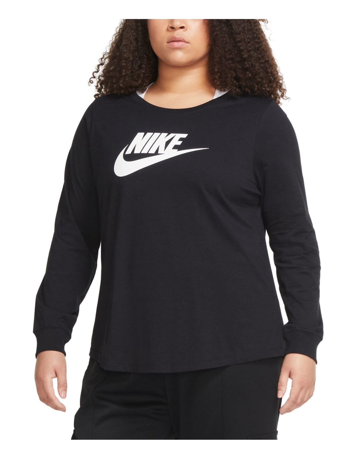 NIKE Womens Black Fleece Logo Graphic Active Wear Sweatshirt Plus 2X