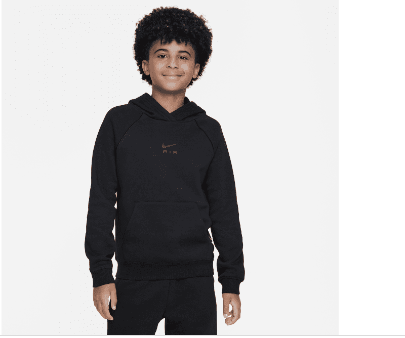 Nike Air Big Kids Logo-Print Brushed Fleece Hoodie - Black