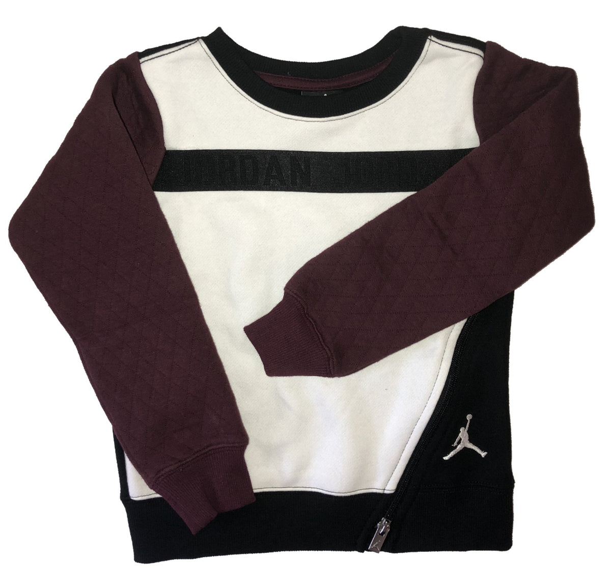 Nike Air Jordan Girls' Crew Quilted Sleeves Fleece Lining Pullover (4)
