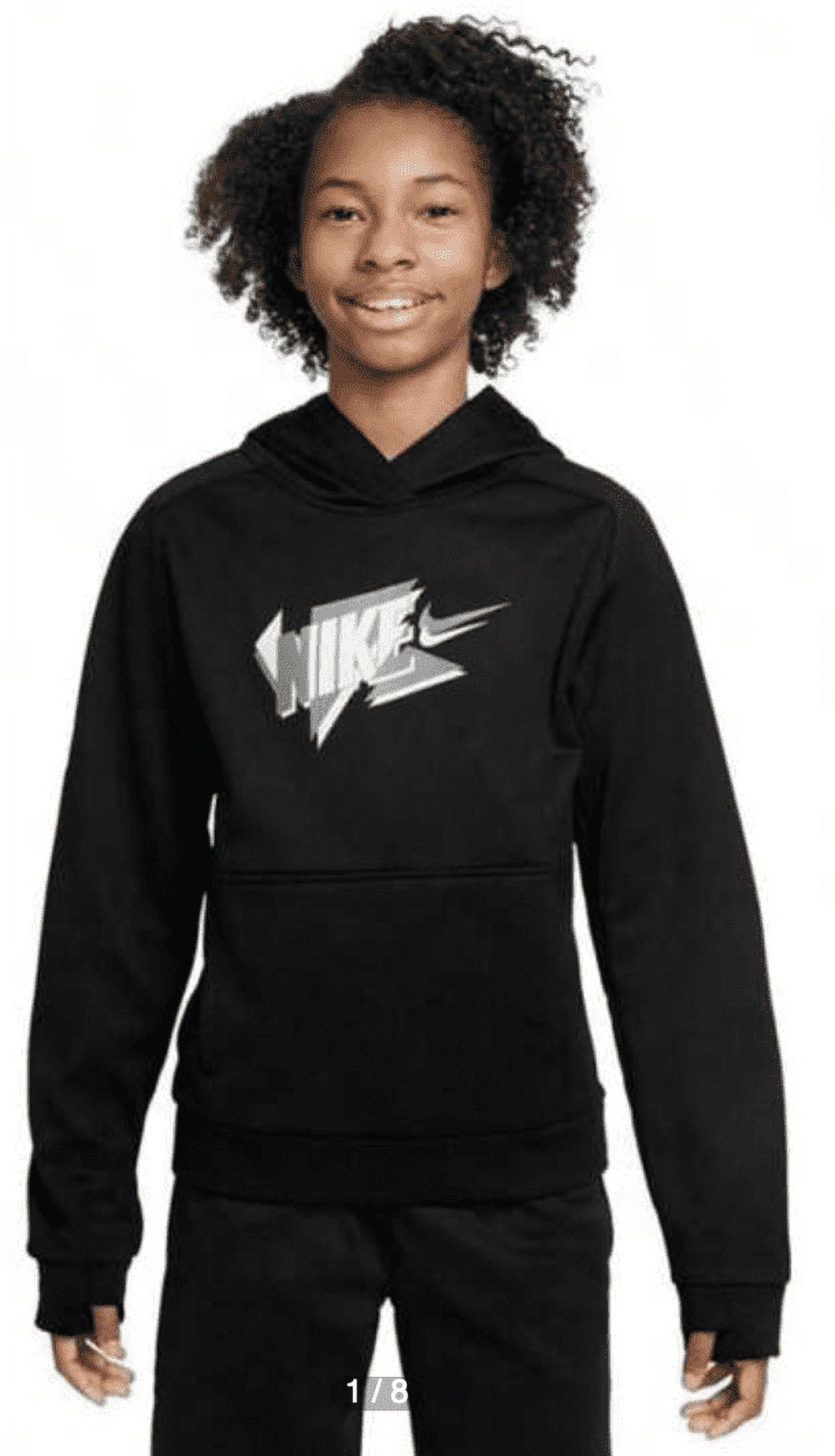 Nike Big Kids Therma-fit Logo-Print Fleece Hoodie - Black