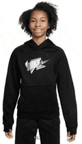 Nike Big Kids Therma-fit Logo-Print Fleece Hoodie - Black