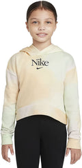 Nike Girls Sportswear French Terry Pullover Hoodie Large Light Lemon Twist/Black