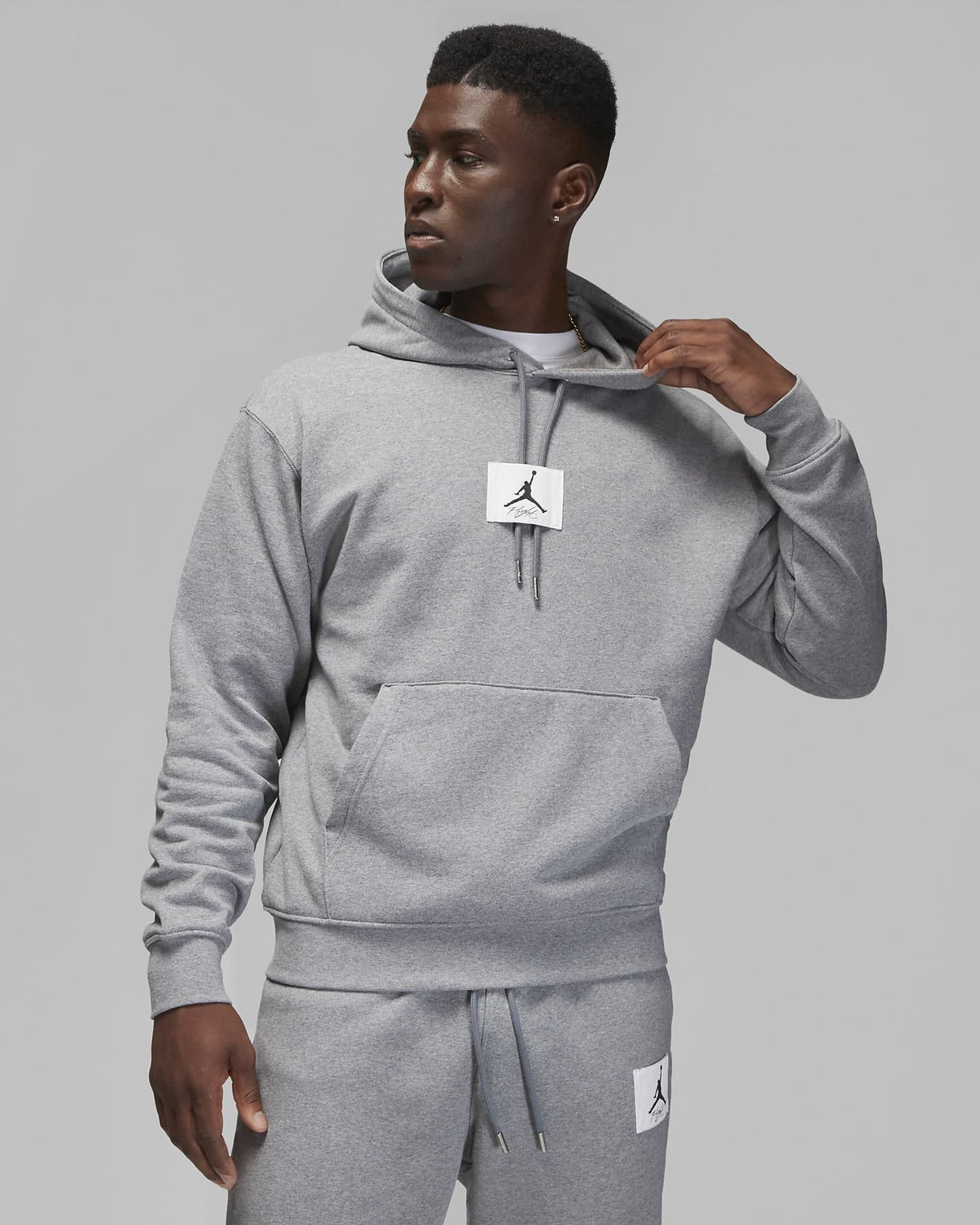Nike Jordan Fleece Pullover Hoodie Grey DQ7338-091 Men's Size S Standard Fit