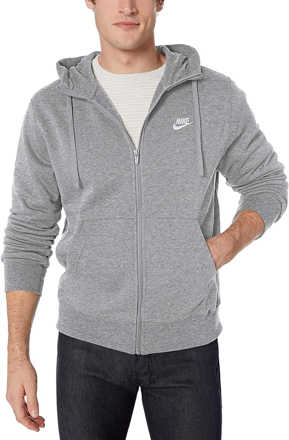 Nike Men's Sportswear Club Fleece Full Zip Hoodie, Fleece Zip-Up Hoodie Men, Midnight Navy/Midnight Navy/White, XL