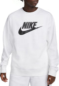 Nike Men's Sportswear Club Fleece Graphic Crewneck Sweatshirt (White, XL)