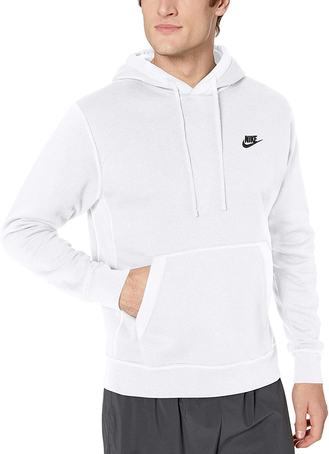Nike Men's Sportswear Club Fleece Pullover Hoodie (White, Small)
