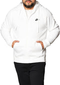Nike Mens Sportswear Club Fleece Full Zip Hoodie White/White/Black Large