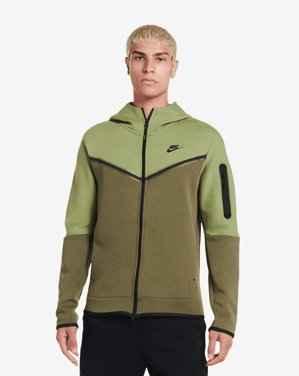 Nike Sportswear Alligator/Medium Olive/Black Tech Fleece Full-Zip Hoodie (CU4489 334) - S