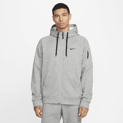 Nike Therma Men's Therma-FIT Full-Zip Fitness Top Color: Dark Grey Heather/Particle Grey/Black Size: M Tall