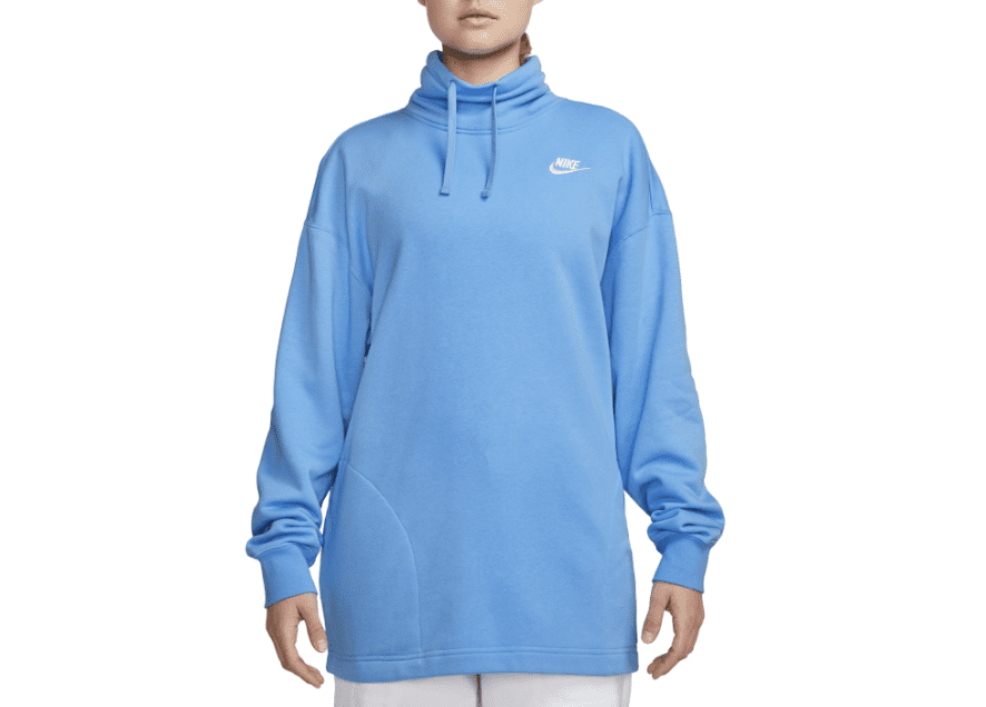 Nike Women's Sportswear Club Fleece Oversized Mock-Neck Sweatshirt - University Blue/white
