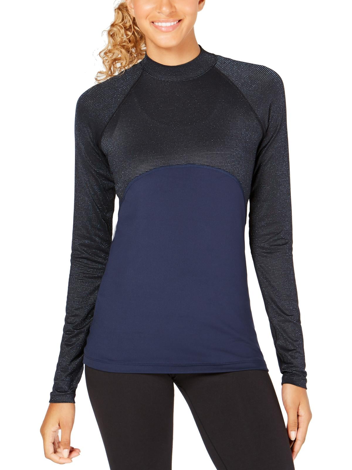 Nike Womens Mock Neck Slim Fit Pullover Top Navy M