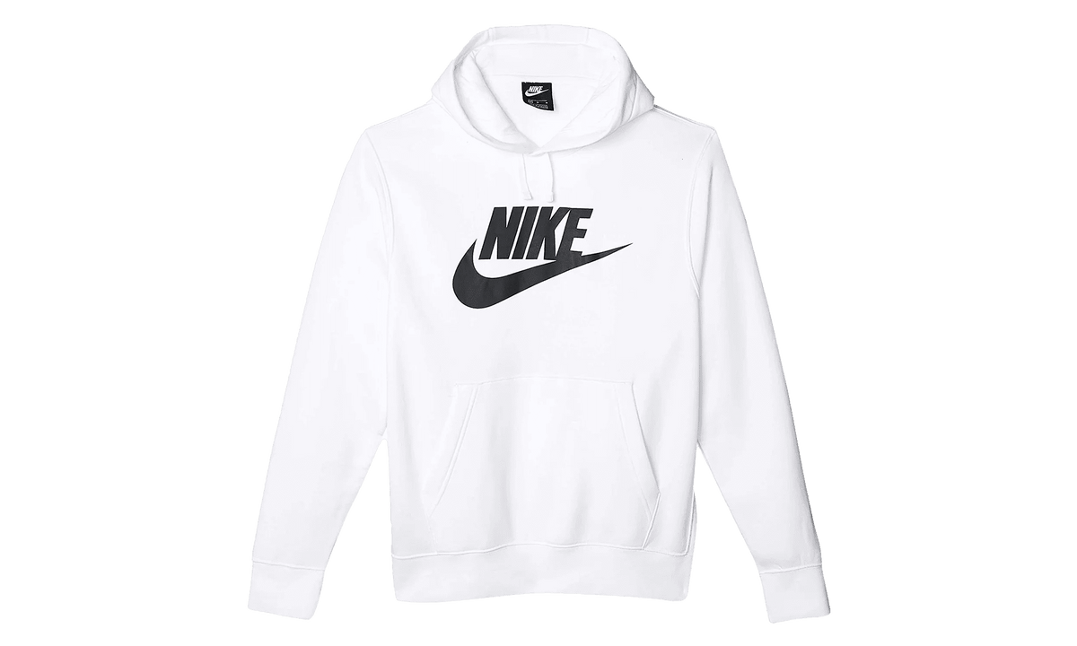 NIKE MENS Sportswear Club Fleece Graphic Pullover Hoodie "White / White-Black" BV2973 100 BV2973 100 from Stadium Goods