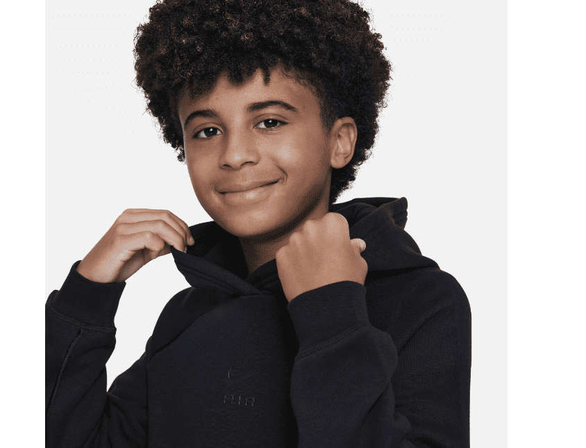 Nike Air Big Kids Logo-Print Brushed Fleece Hoodie - Black