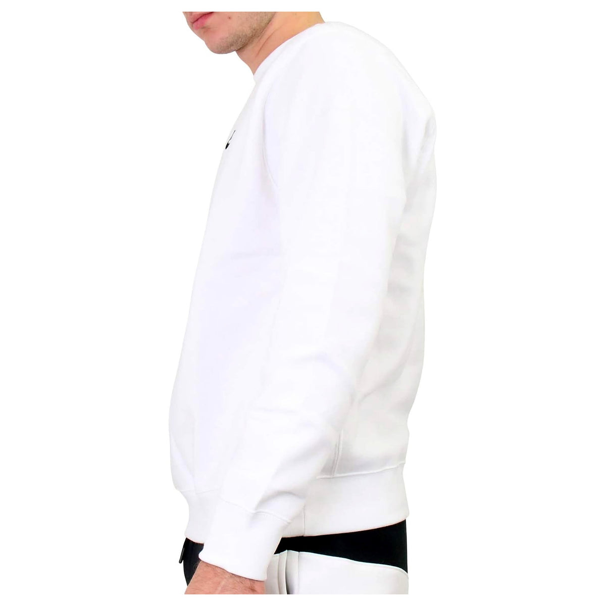 Men's Nike Club Fleece Crew Color: White Black Size: M