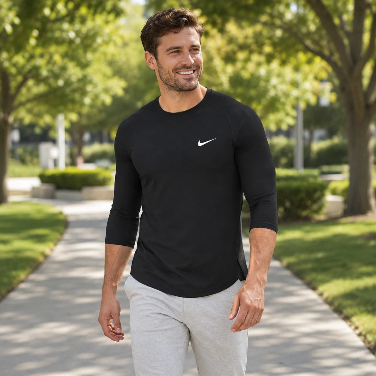 Nike Men's Dri-FIT Baseball Training Top 3/4 Sleeve, Black, Size 2XL
