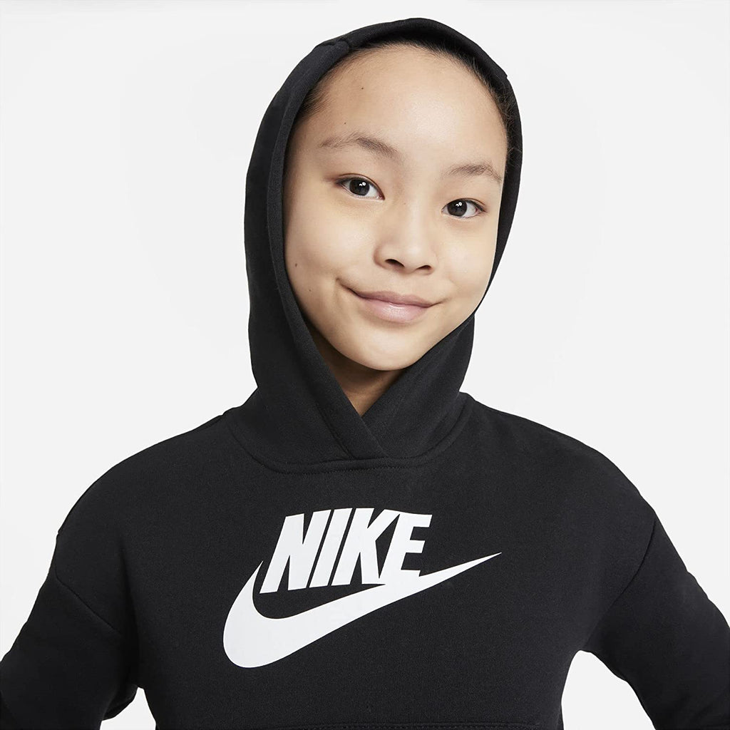 Nike Girls Sportswear Club Fleece Pullover Hoodie Medium Black/White