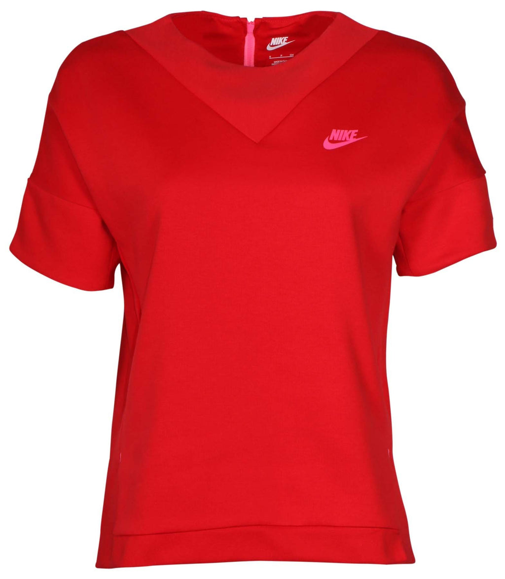 Nike Women's Tech Fleece Crew Knit Sweatshirt (Large, University Red)
