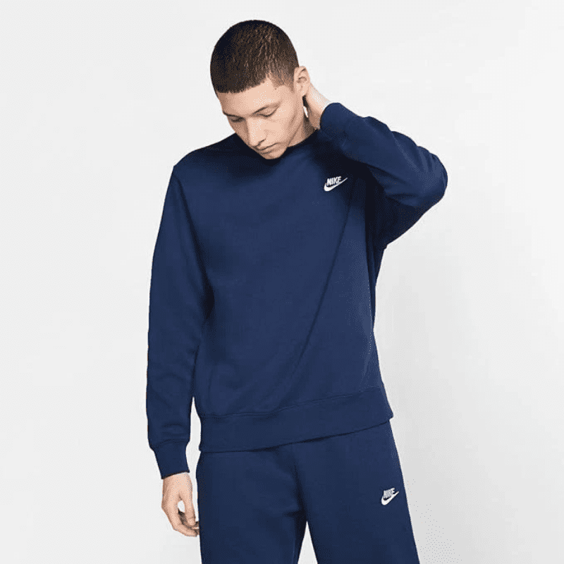 Nike Sportswear Club Fleece Men's Crew Color: Midnight Navy/White Size: S