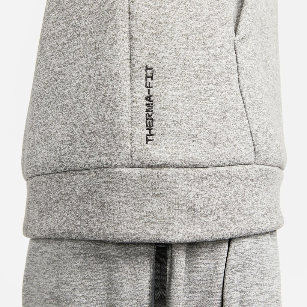 Nike Men's Therma Hooded Fitness Pullover, Dark Grey Heather/Particle Grey/Black