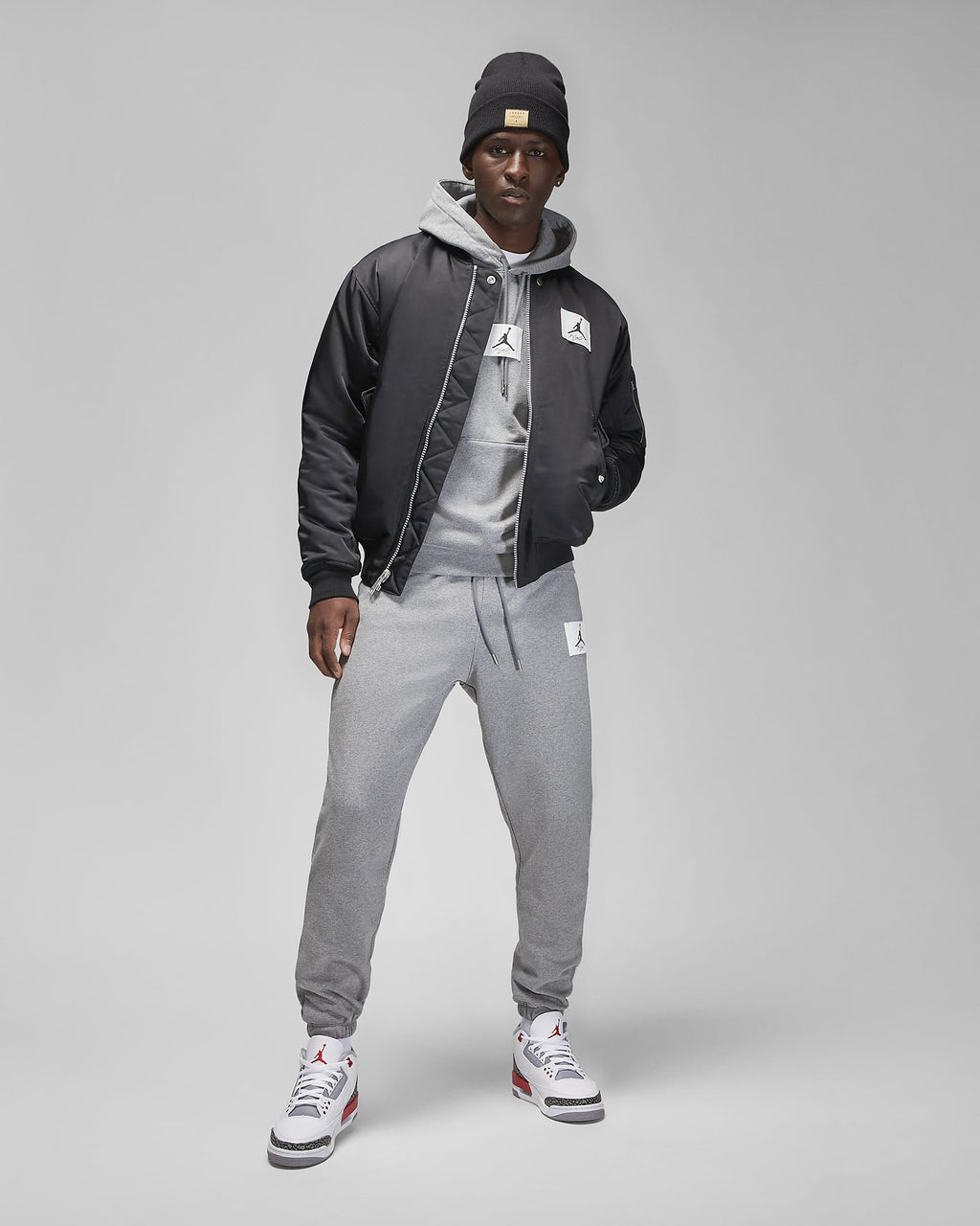 Nike Jordan Fleece Pullover Hoodie Grey DQ7338-091 Men's Size S Standard Fit